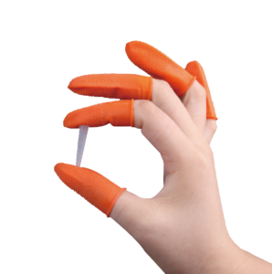 Orange Anti-Slip Textured Latex Finger Cots with Granular Grip | Bulk Wholesale